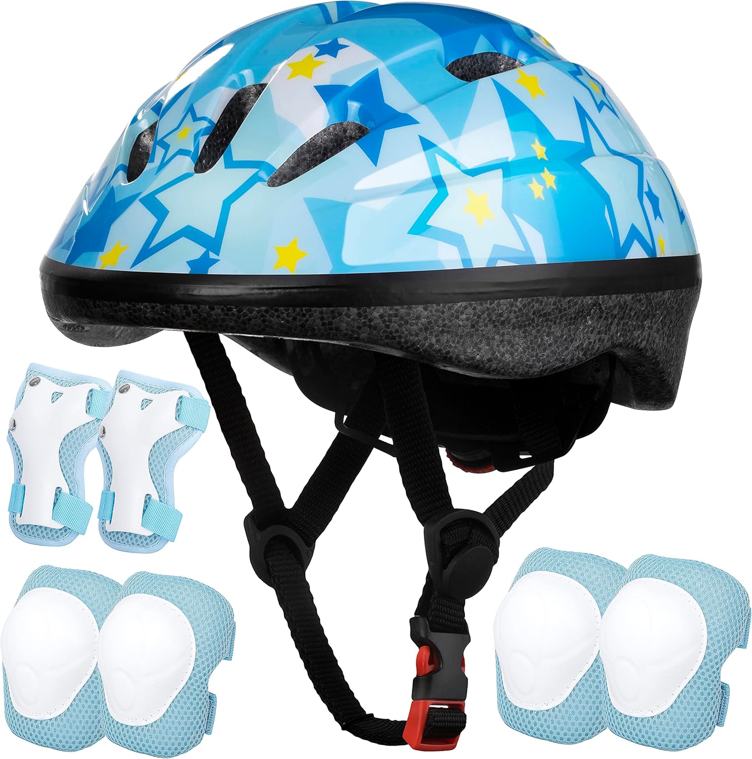 Lamsion Kids Helmet Adjustable for Kids Ages 3-8 Years Old Boys Girls, Toddler Helmet with Protective Sports Gear Set Knee Elbow Pads Wrist Guards for Cycling Skateboard Scooter