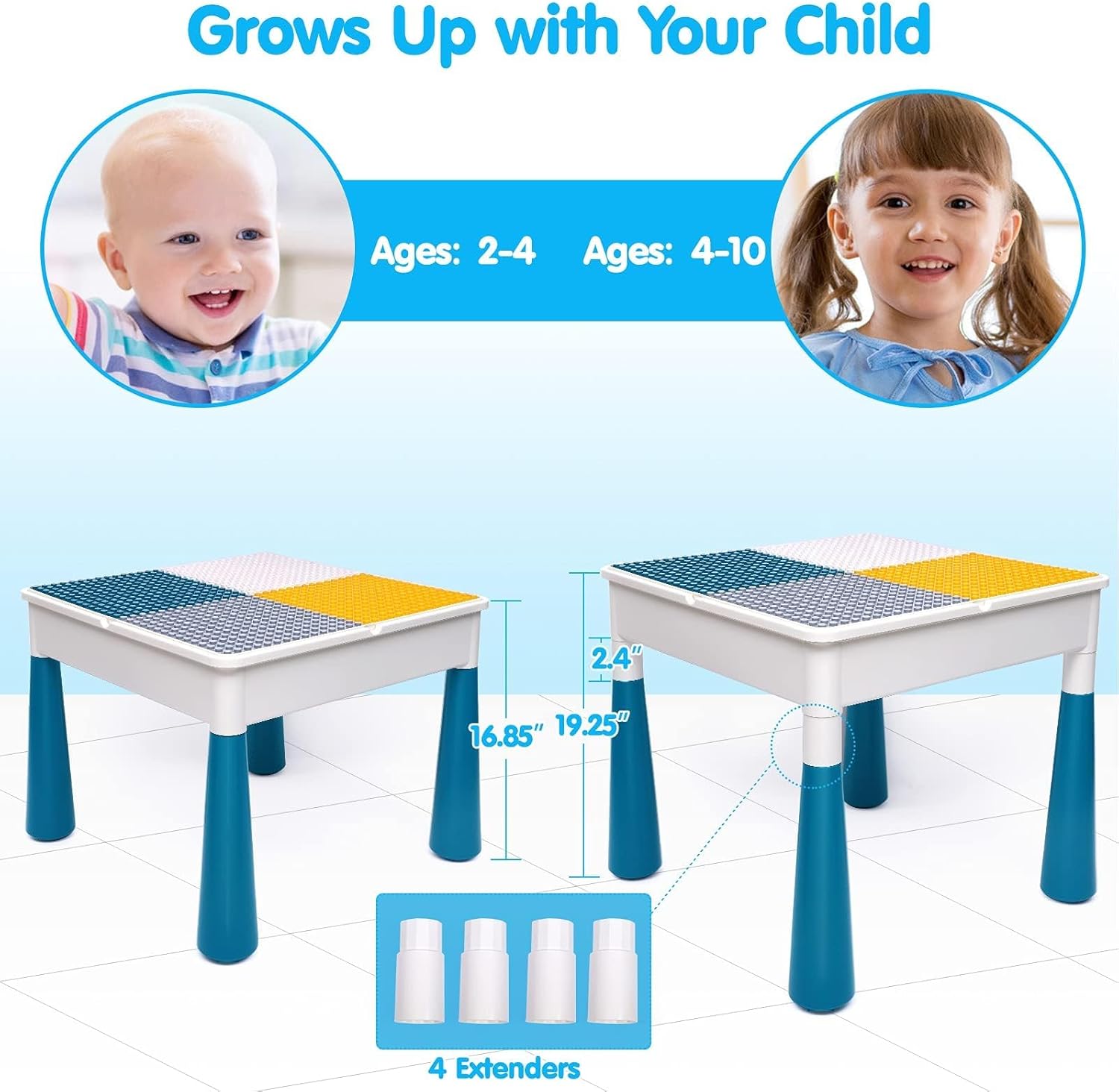 OCATO Kids Activity Table Toddlers Kids Table and Chair Set with 152Pcs Large Marble Run Building Blocks All in One Kid Play Water Tables Sand Tables, STEM Toys for Boys Girls 3 4 5 6 Year Old