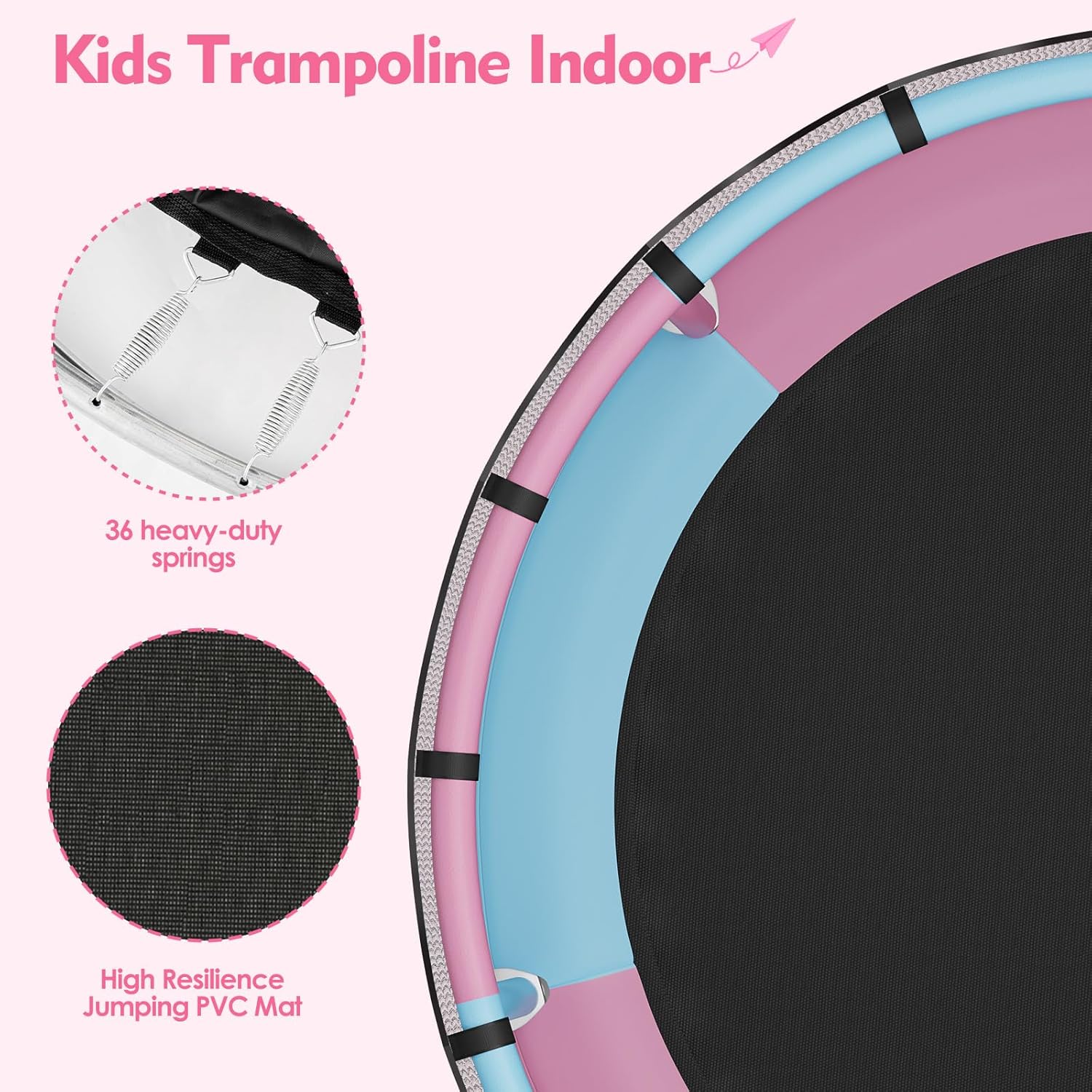 🔥【Year-end promotion】55/60 Trampoline for Kids, 4.5/5 FT Toddler Trampoline with Enclosur Net, Basketball Hoop & Sandbag, 440 LBS Capacity, Adjustable Height，Gifts for Ages 3-12 Boys & Girls