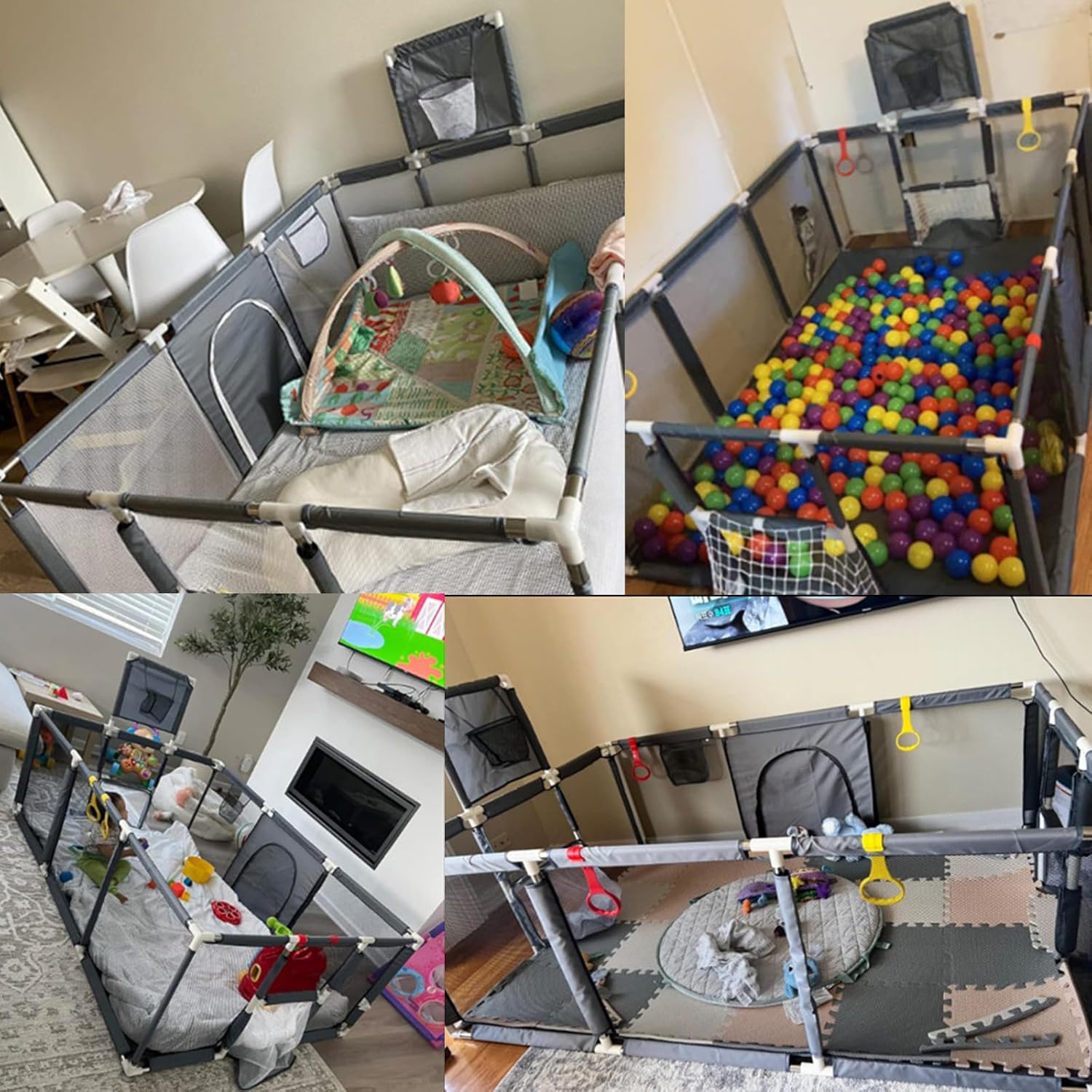 👉Price Reduction Notice👈 74×50 Large Playpen for Babies and Toddlers, Kids Playyard with Basketball Hoop & Football Nets, Comes with a Storage Carry Bag, Pull Up Rings, Sturdy Safety Play Pen w/Soft Breathable Mesh