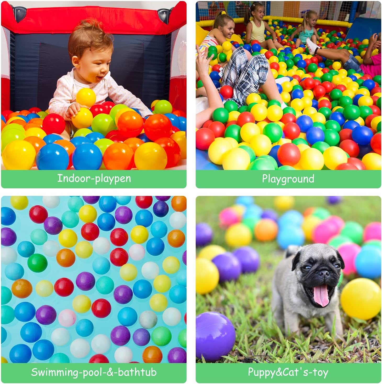 Hovenlay Ball Pit Balls Phthalate Free BPA Free Crush Proof Plastic - 7 Bright Colors in Reusable Play Toys for Kids with Storage Bag