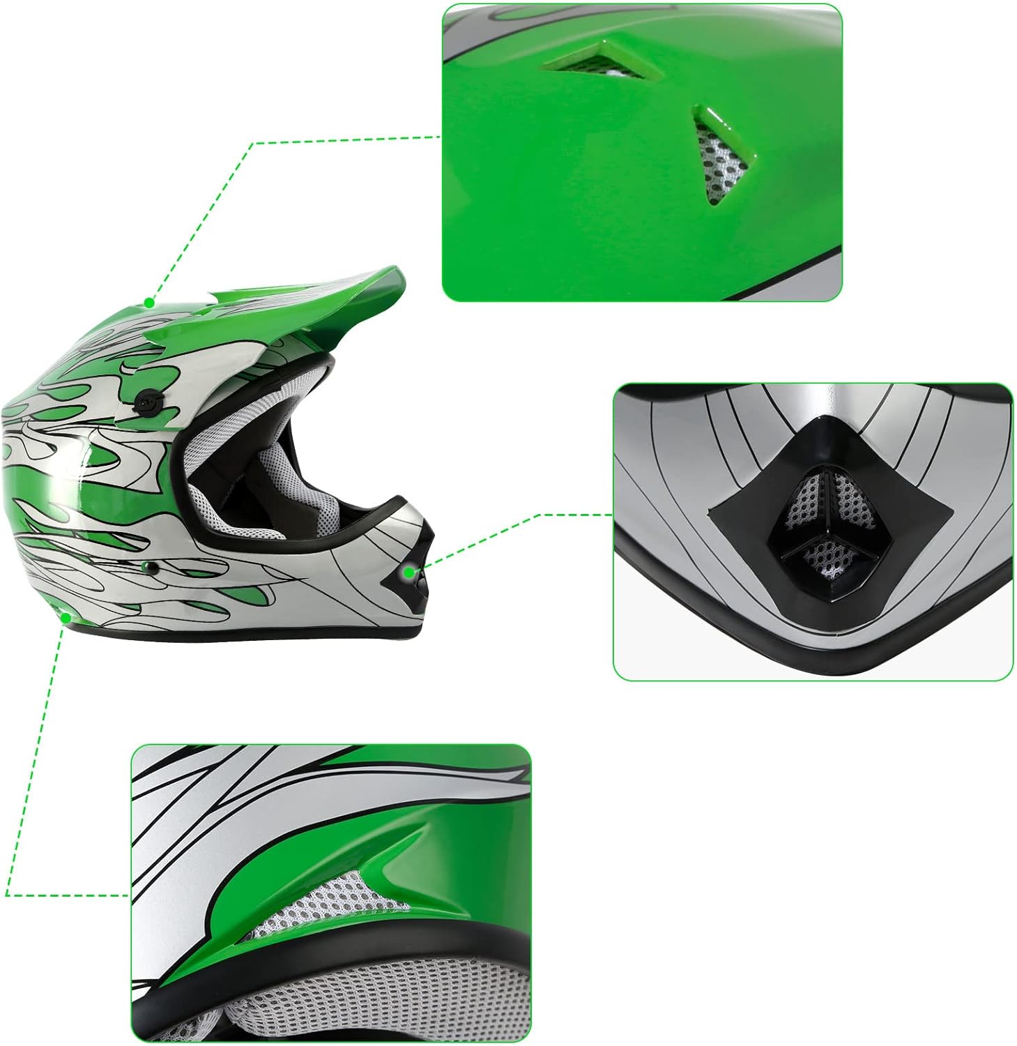 🌲🎅Year-end promotions🌲🎅TCMT DOT Youth Kids Dirt Bike Helmet Youth Motocross Helmet Full Face ATV Four Wheeler Motorcycle BMX Helmet for Boys Girls, Off-Road Protective Gear with Goggles Gloves New