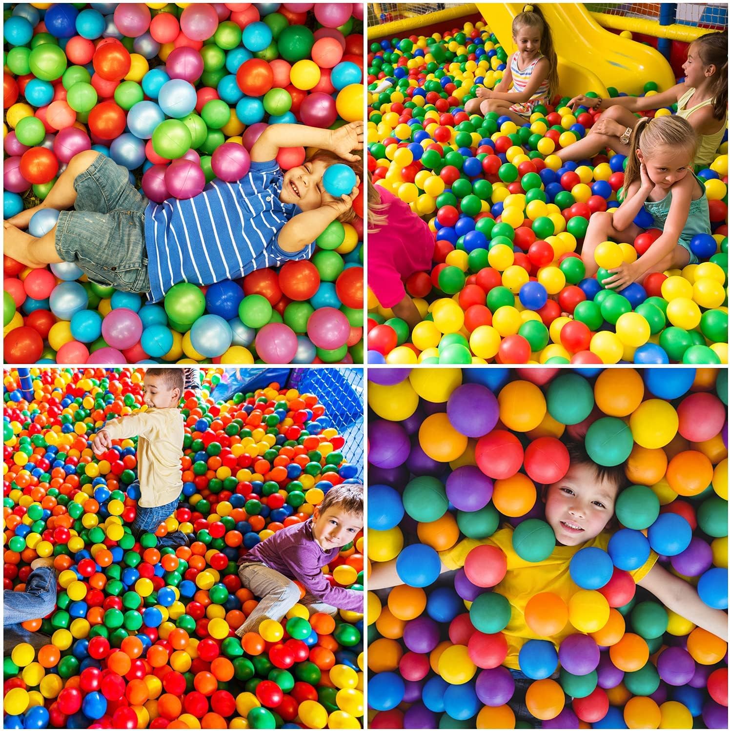 Hovenlay Ball Pit Balls Phthalate Free BPA Free Crush Proof Plastic - 7 Bright Colors in Reusable Play Toys for Kids with Storage Bag