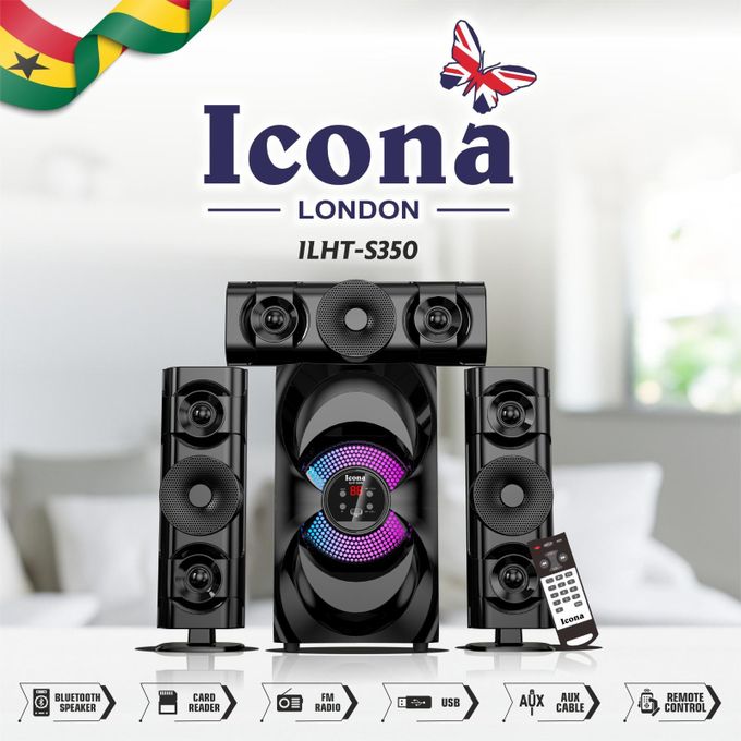 🌲🎅Year-end promotions🌲🎅 DM-S4 Bluetooth 5.3 Speakers Home Theater 3.1 Channels with Remote Control, 60W, Subwoofer, Black/Wood, RCA, USB, Radio/FM Connections.