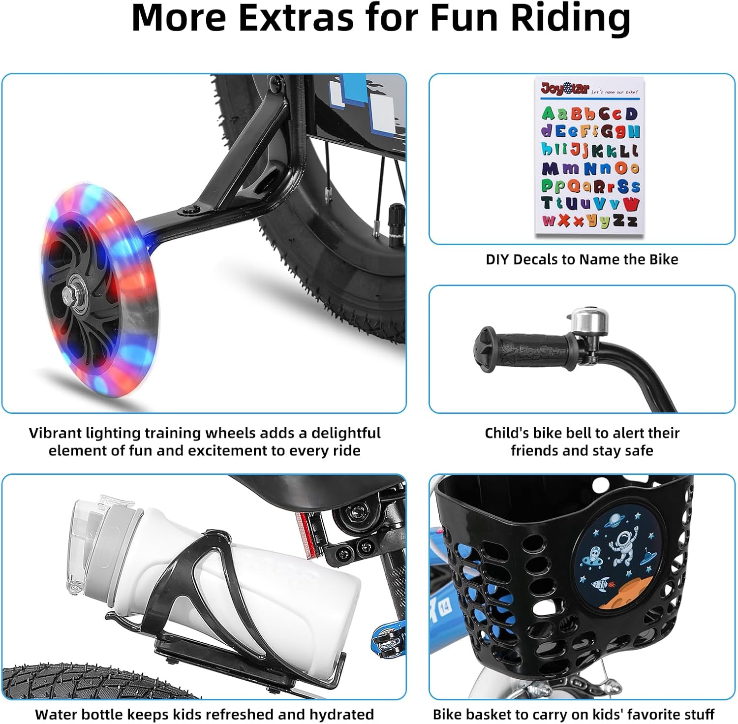 🌲Christmas Sale🎅 JOYSTAR Pluto 12 14 16 18 20 Inch Kids Bike with Light Up Training Wheels, Kids' Bicycle for Boys Girls Age 3-12 Years