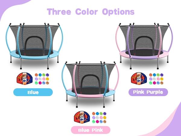 🔥【Year-end promotion】55/60 Trampoline for Kids, 4.5/5 FT Toddler Trampoline with Enclosur Net, Basketball Hoop & Sandbag, 440 LBS Capacity, Adjustable Height，Gifts for Ages 3-12 Boys & Girls