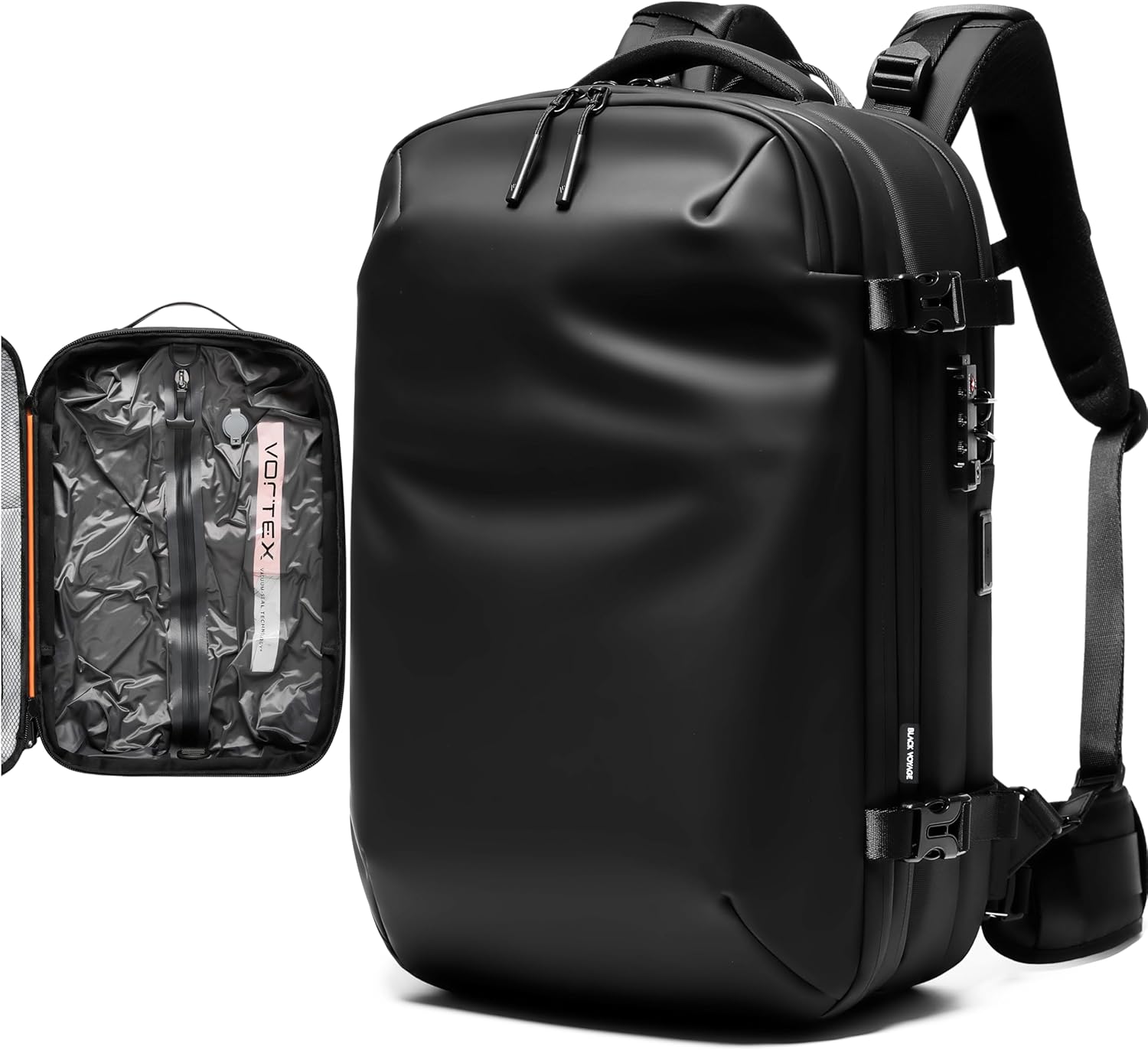🌲🔥【Buy 1 Get 1 Free】Vortex Vacuum Seal Travel Backpack 60L Expandable Air Compression System Water Resistant TSA Lock Carry-On Suitcase Luggage Blue AERO - Vacuum Pump Included