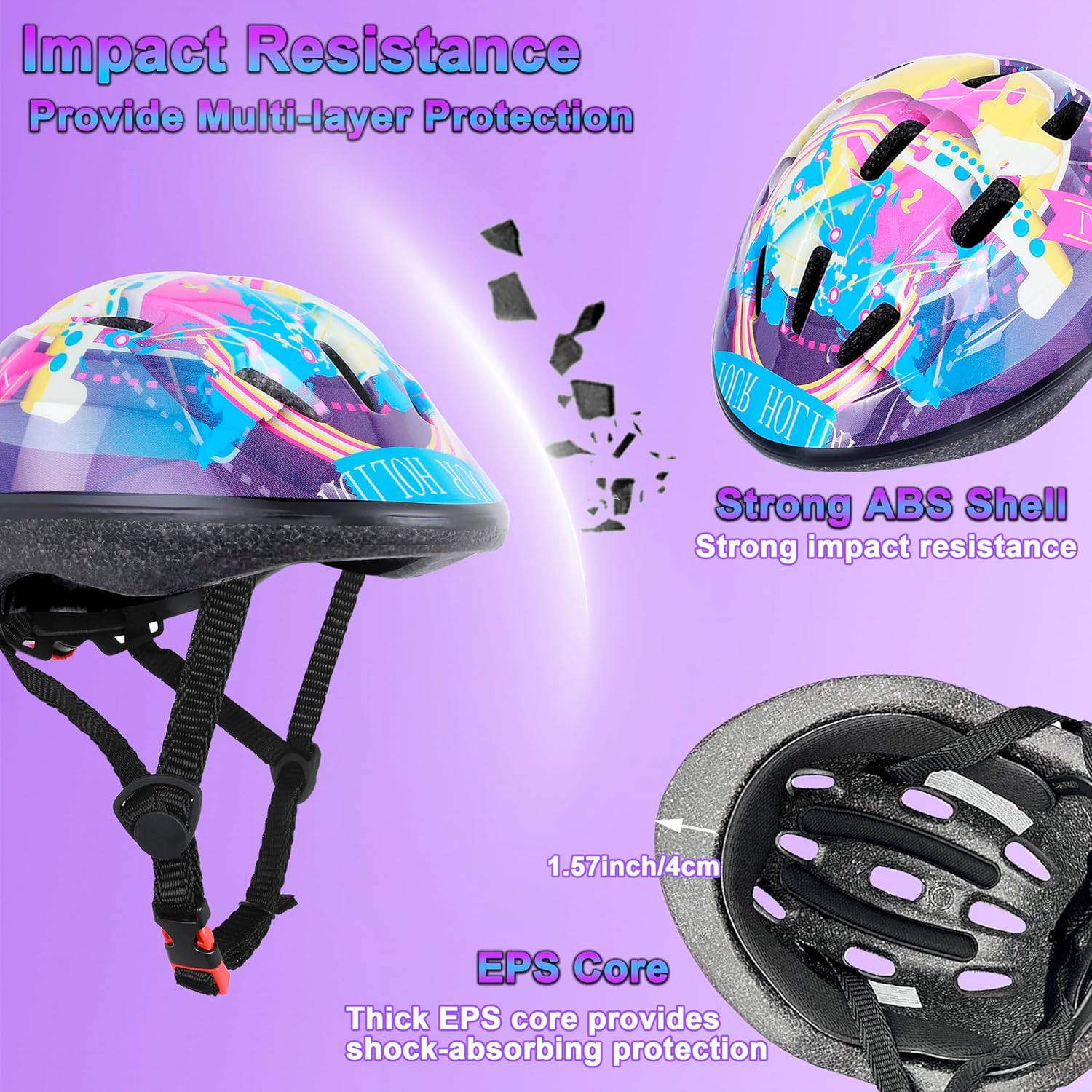 Lamsion Kids Helmet Adjustable for Kids Ages 3-8 Years Old Boys Girls, Toddler Helmet with Protective Sports Gear Set Knee Elbow Pads Wrist Guards for Cycling Skateboard Scooter