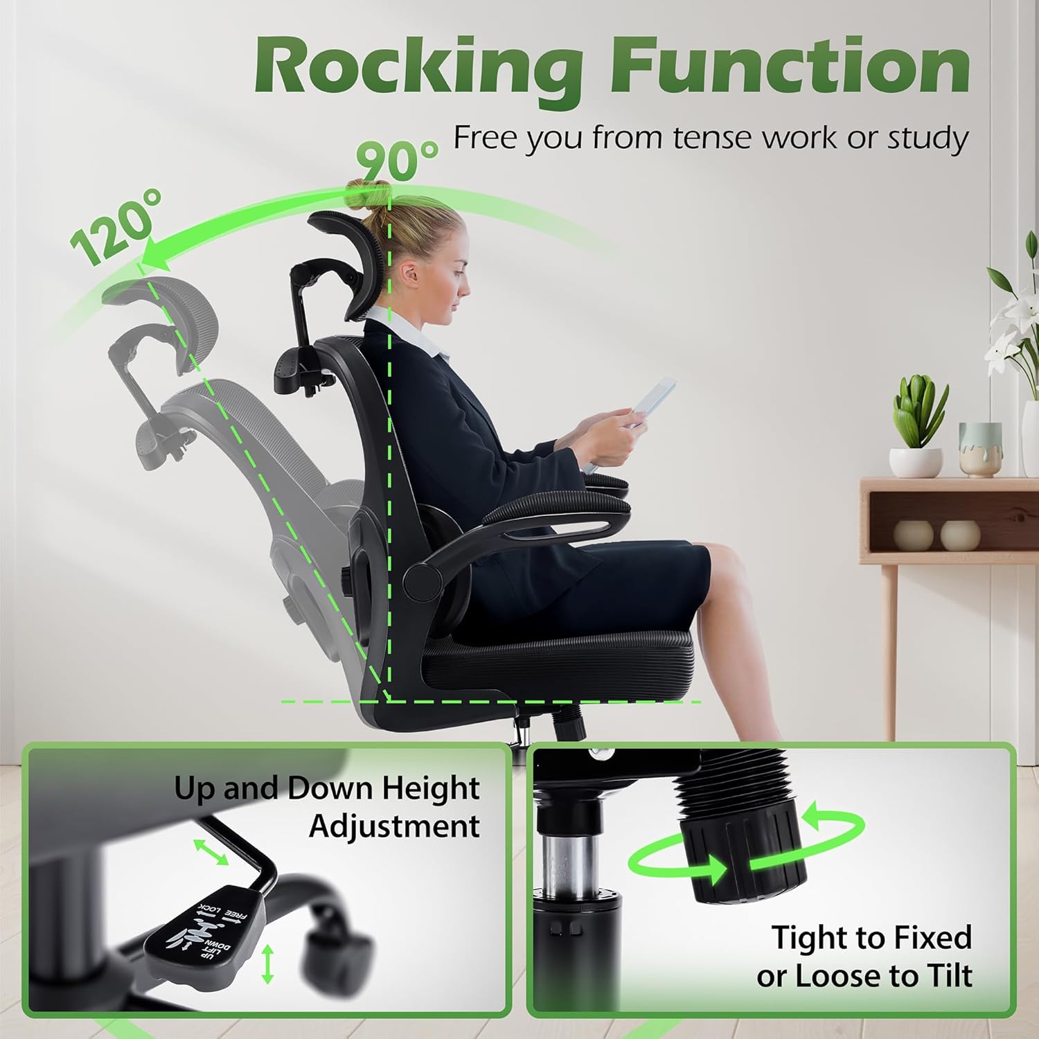 🔥【Buy 1 Get 2 Free】AreShark Office Chair Ergonomic Desk Chairs with Adjustable Lumbar Support& Headrest Hanger, High Back Breathable Mesh Chair with Wheels, Rolling Swivel Comfy Task Computer Chair for Home Work Gaming