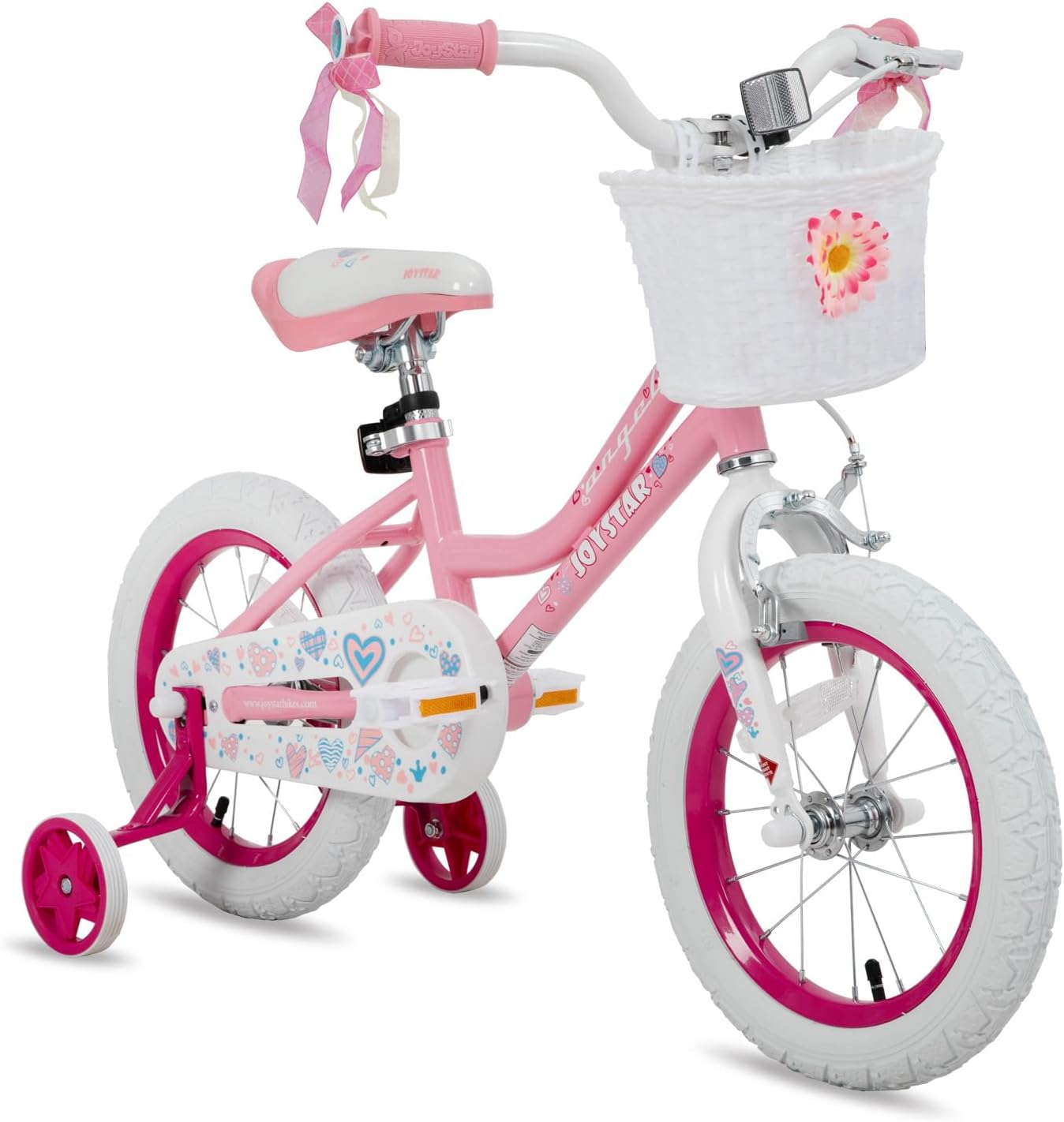 🌲Big clearance sale🎅 JOYSTAR Angel Girls Bike for Toddlers and Kids Ages 2-13 Years Old, 12 14 16 18 20 Inch Kids Bike with Training Wheels & Basket, 20 24 Inch Girls Bicycle with Handbrake & Kickstand