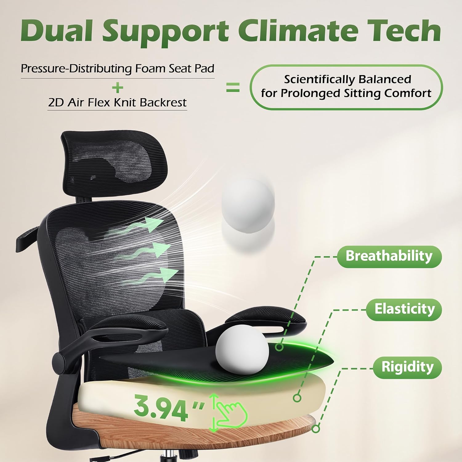 🔥【Buy 1 Get 2 Free】AreShark Office Chair Ergonomic Desk Chairs with Adjustable Lumbar Support& Headrest Hanger, High Back Breathable Mesh Chair with Wheels, Rolling Swivel Comfy Task Computer Chair for Home Work Gaming