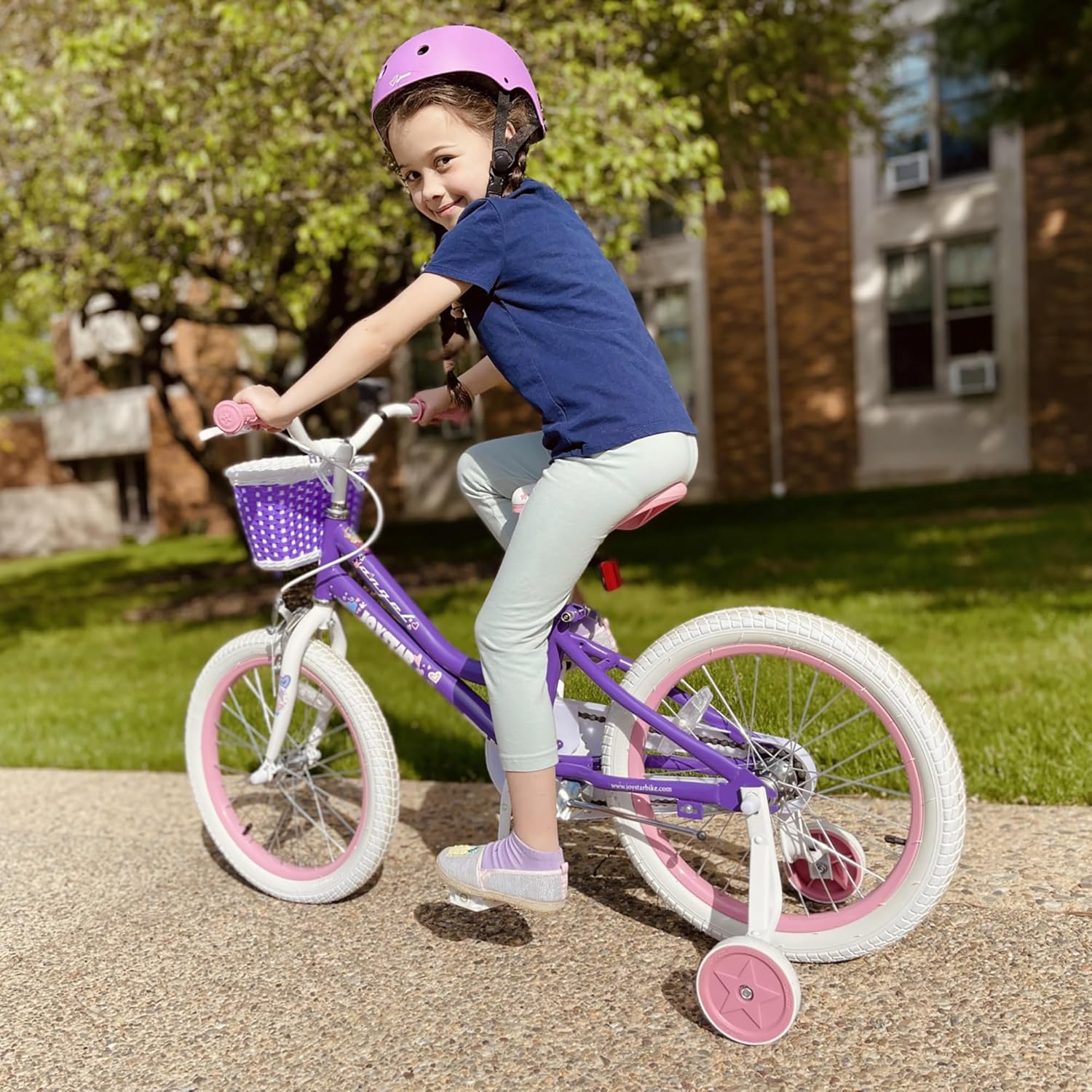 🌲Big clearance sale🎅 JOYSTAR Angel Girls Bike for Toddlers and Kids Ages 2-13 Years Old, 12 14 16 18 20 Inch Kids Bike with Training Wheels & Basket, 20 24 Inch Girls Bicycle with Handbrake & Kickstand