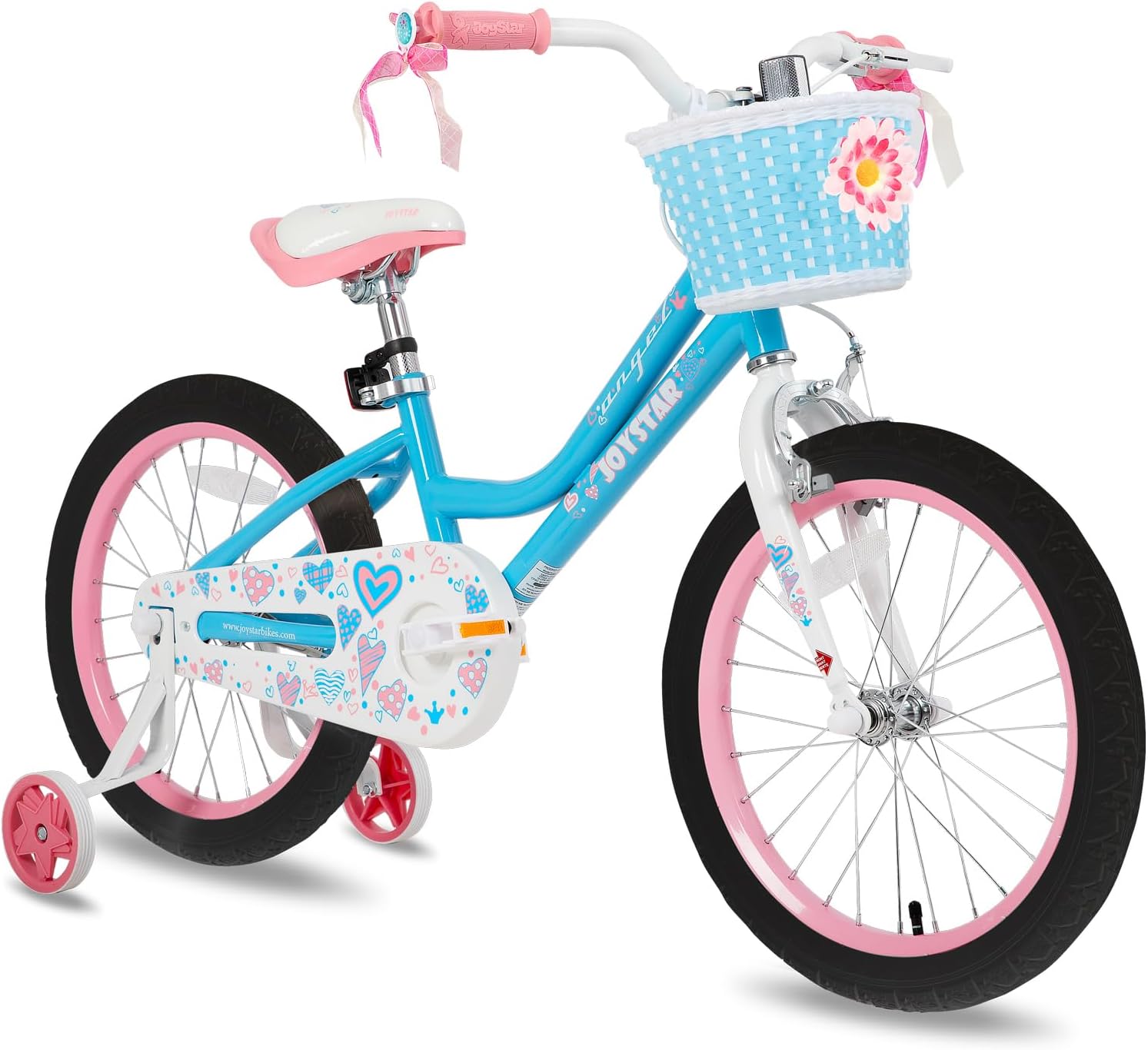 🌲Big clearance sale🎅 JOYSTAR Angel Girls Bike for Toddlers and Kids Ages 2-13 Years Old, 12 14 16 18 20 Inch Kids Bike with Training Wheels & Basket, 20 24 Inch Girls Bicycle with Handbrake & Kickstand