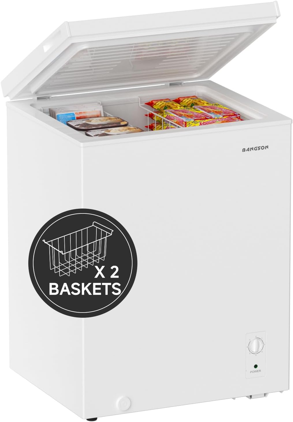 💯【Free iron with every order】BANGSON 7.1 Cu.Ft Chest Freezer, Deep Freezer with Adjustable Thermostat, Top Open Door Freezer with Removable Basket, Quiet Operation, Ideal for Kitchen/Apartment/Office
