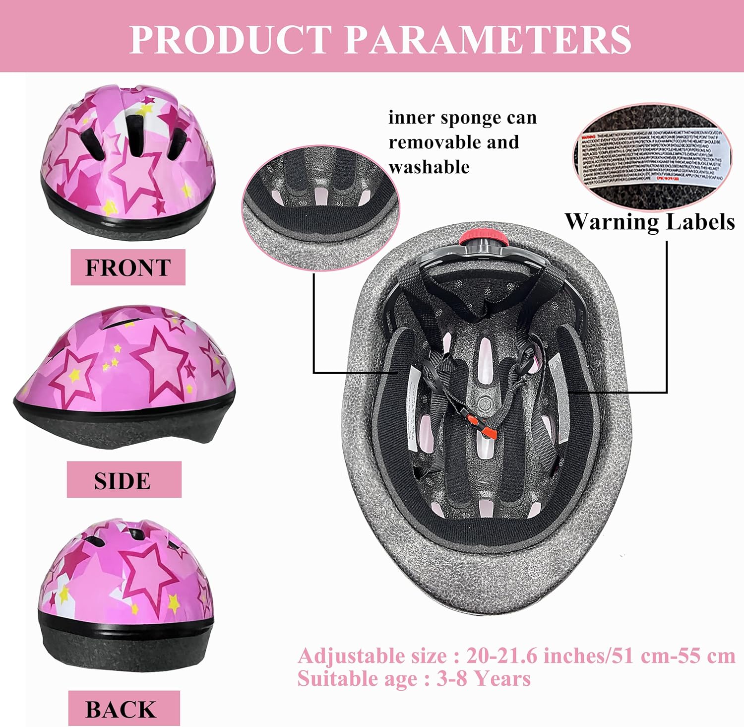 Lamsion Kids Helmet Adjustable for Kids Ages 3-8 Years Old Boys Girls, Toddler Helmet with Protective Sports Gear Set Knee Elbow Pads Wrist Guards for Cycling Skateboard Scooter