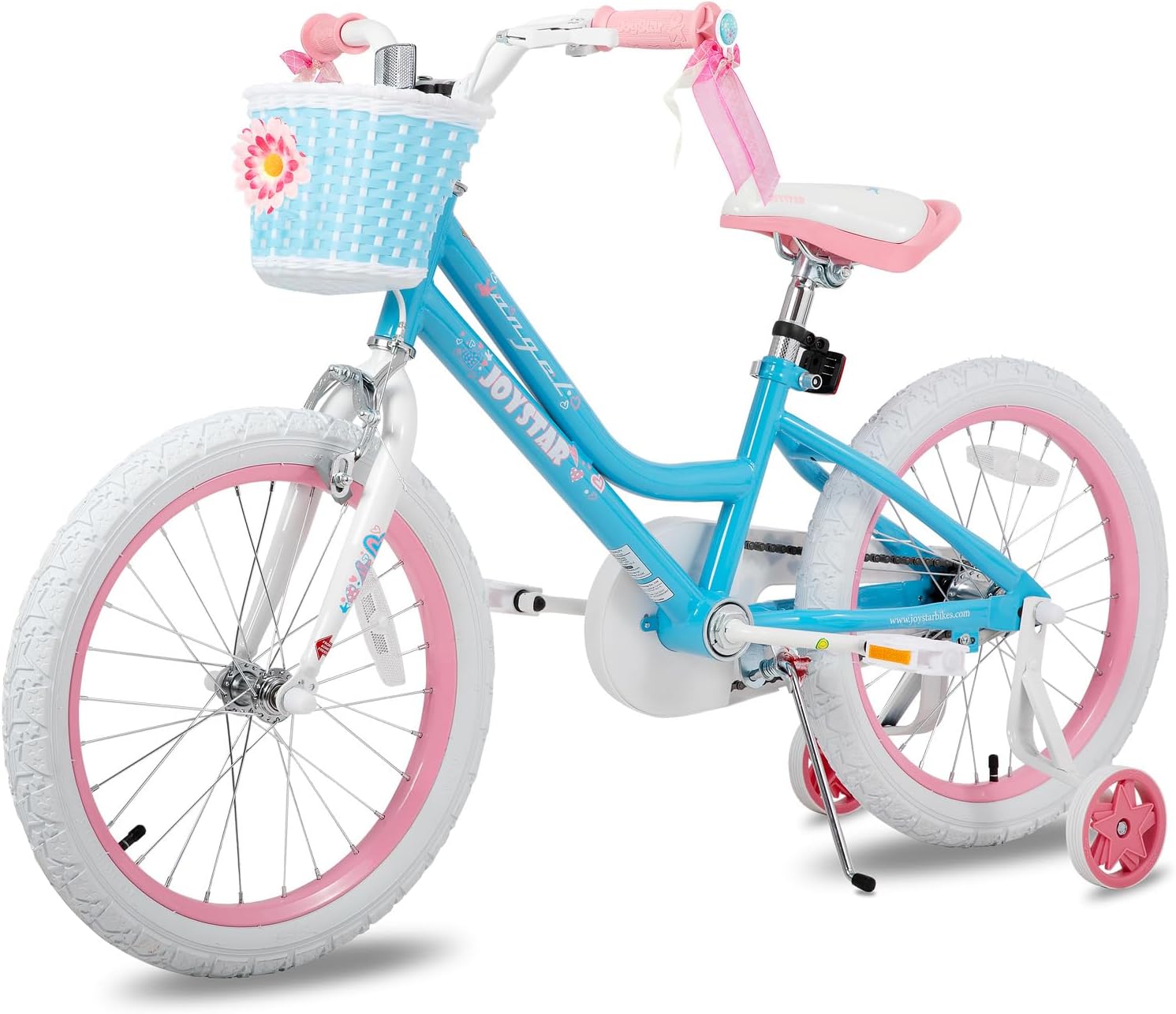 🌲Big clearance sale🎅 JOYSTAR Angel Girls Bike for Toddlers and Kids Ages 2-13 Years Old, 12 14 16 18 20 Inch Kids Bike with Training Wheels & Basket, 20 24 Inch Girls Bicycle with Handbrake & Kickstand