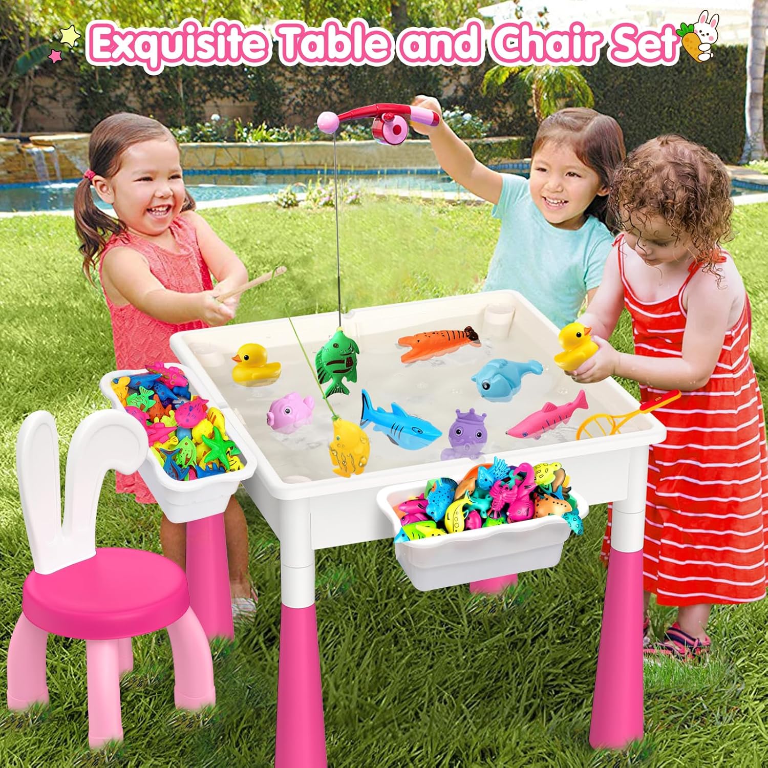 OCATO Kids Activity Table Toddlers Kids Table and Chair Set with 152Pcs Large Marble Run Building Blocks All in One Kid Play Water Tables Sand Tables, STEM Toys for Boys Girls 3 4 5 6 Year Old
