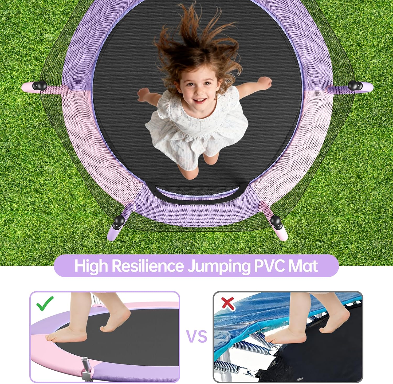 🔥【Year-end promotion】55/60 Trampoline for Kids, 4.5/5 FT Toddler Trampoline with Enclosur Net, Basketball Hoop & Sandbag, 440 LBS Capacity, Adjustable Height，Gifts for Ages 3-12 Boys & Girls