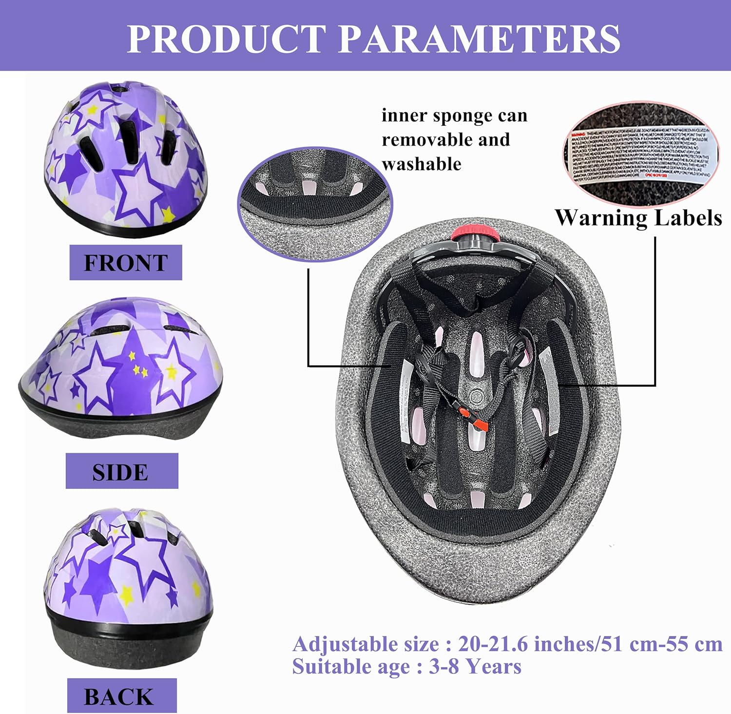 Lamsion Kids Helmet Adjustable for Kids Ages 3-8 Years Old Boys Girls, Toddler Helmet with Protective Sports Gear Set Knee Elbow Pads Wrist Guards for Cycling Skateboard Scooter