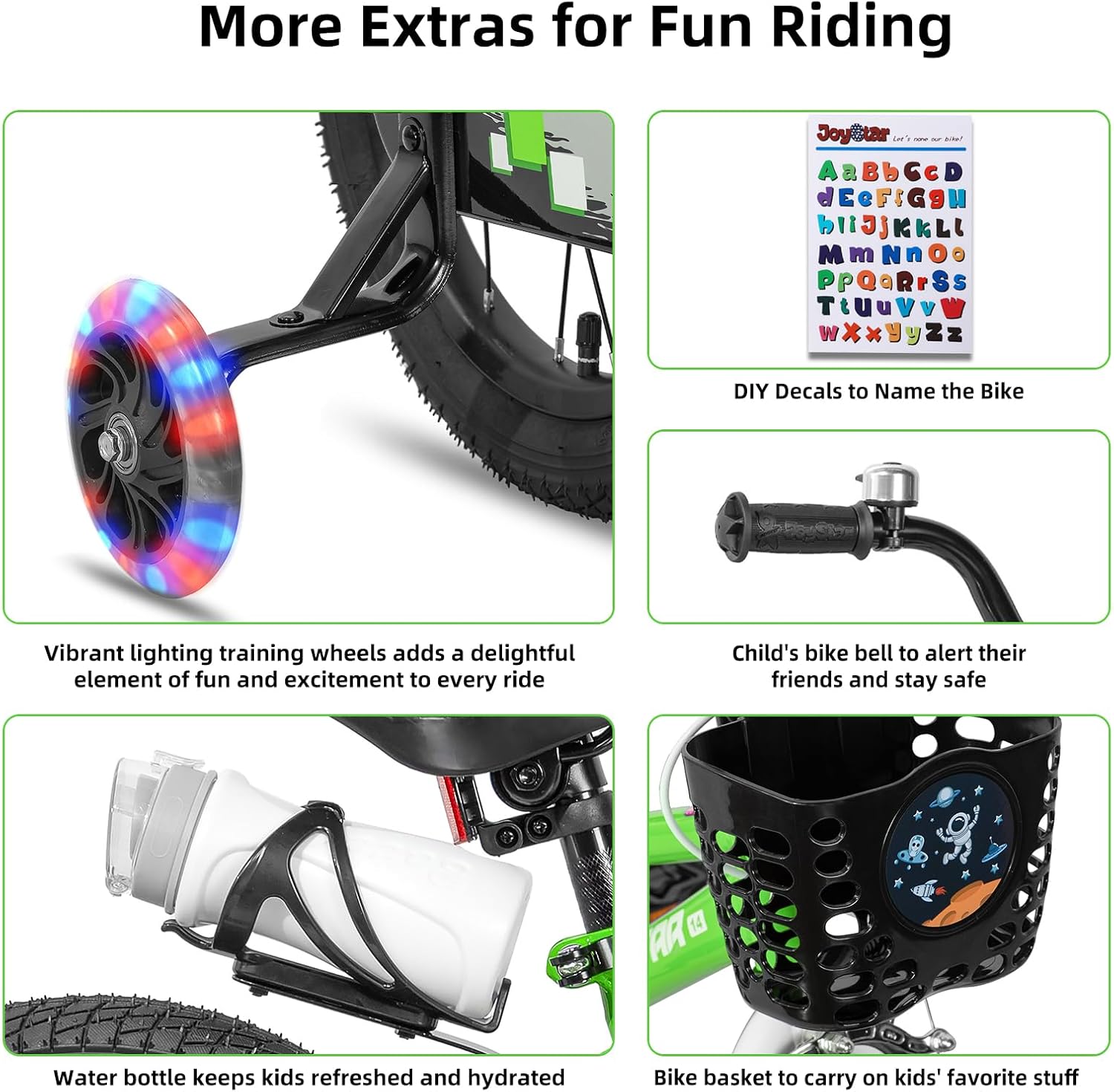 🌲Christmas Sale🎅 JOYSTAR Pluto 12 14 16 18 20 Inch Kids Bike with Light Up Training Wheels, Kids' Bicycle for Boys Girls Age 3-12 Years