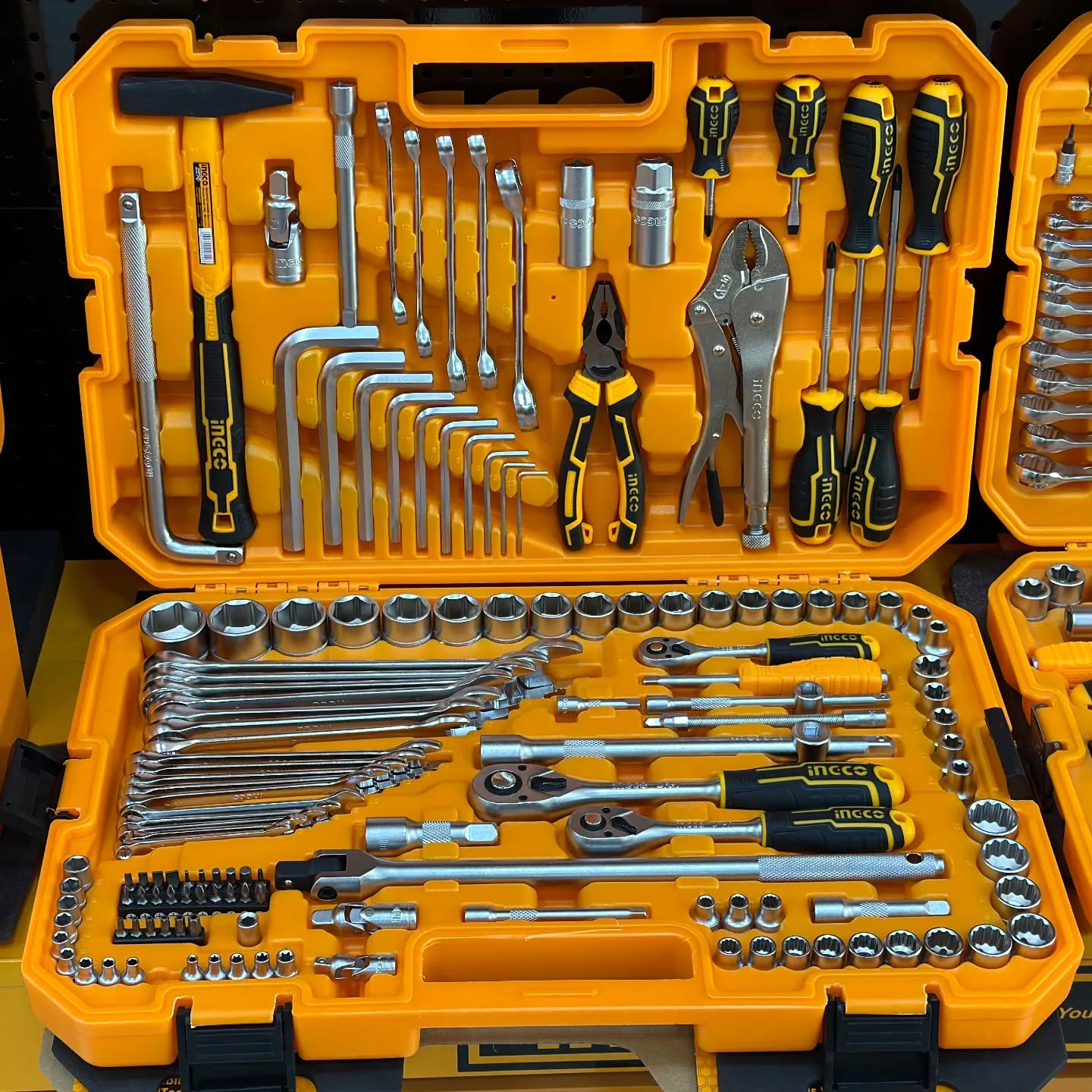 🔥【Last day clearance sale】BUILDMATE Ingco 165pcs Household Tools Set Lithium-Ion Impact Drill with Hand Tool Kit Combo Home Repair Tool Set HKTHP11651 - ICPT