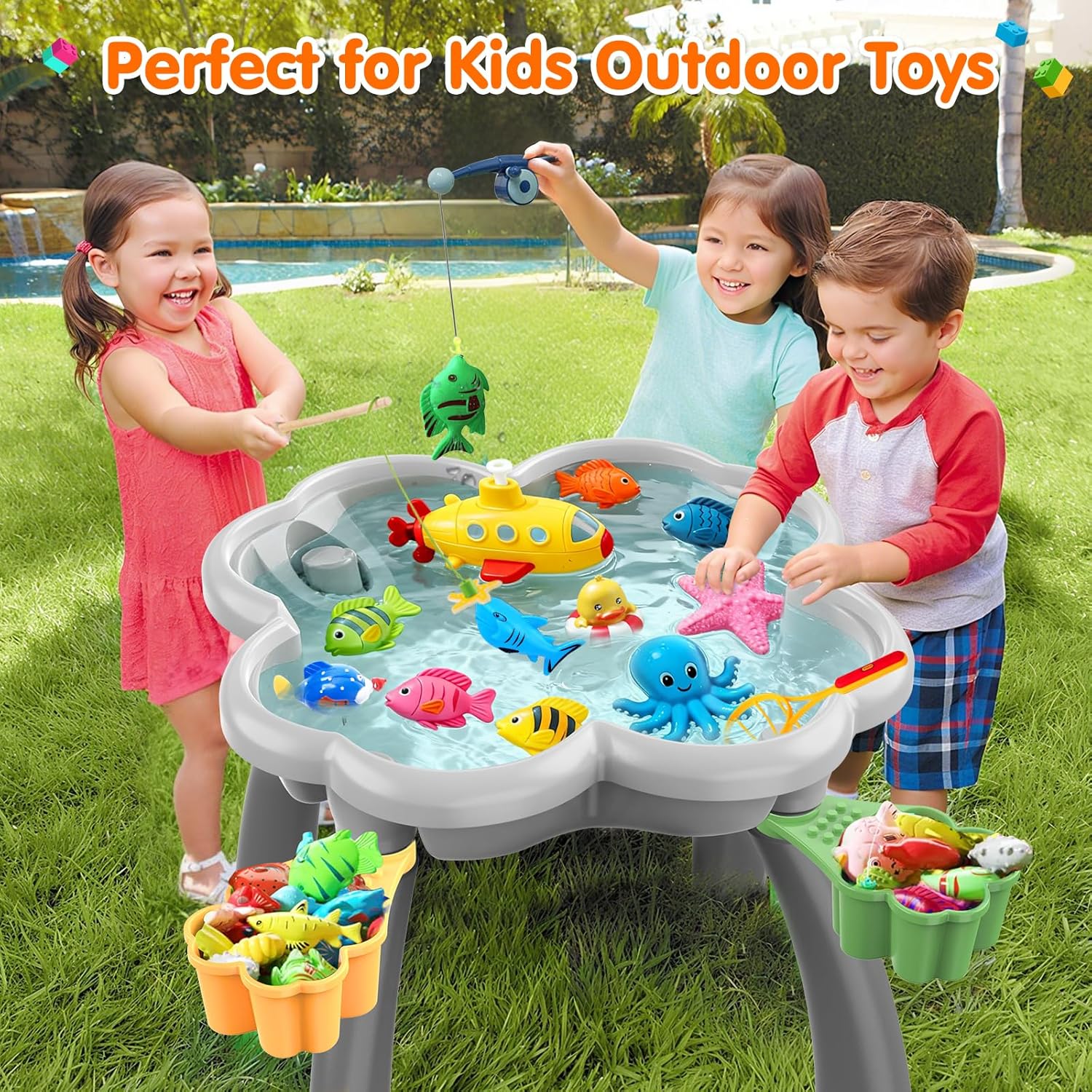 OCATO Kids Activity Table Toddlers Kids Table and Chair Set with 152Pcs Large Marble Run Building Blocks All in One Kid Play Water Tables Sand Tables, STEM Toys for Boys Girls 3 4 5 6 Year Old