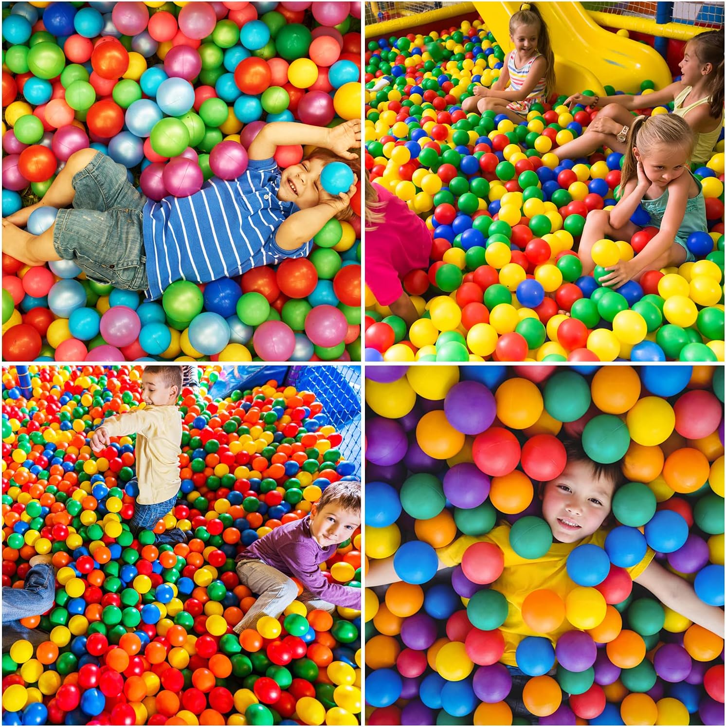 Hovenlay Ball Pit Balls Phthalate Free BPA Free Crush Proof Plastic - 7 Bright Colors in Reusable Play Toys for Kids with Storage Bag