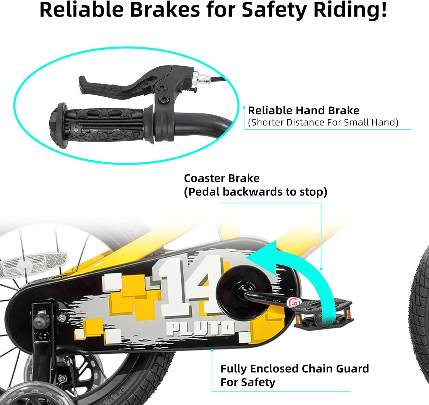 🌲Christmas Sale🎅 JOYSTAR Pluto 12 14 16 18 20 Inch Kids Bike with Light Up Training Wheels, Kids' Bicycle for Boys Girls Age 3-12 Years