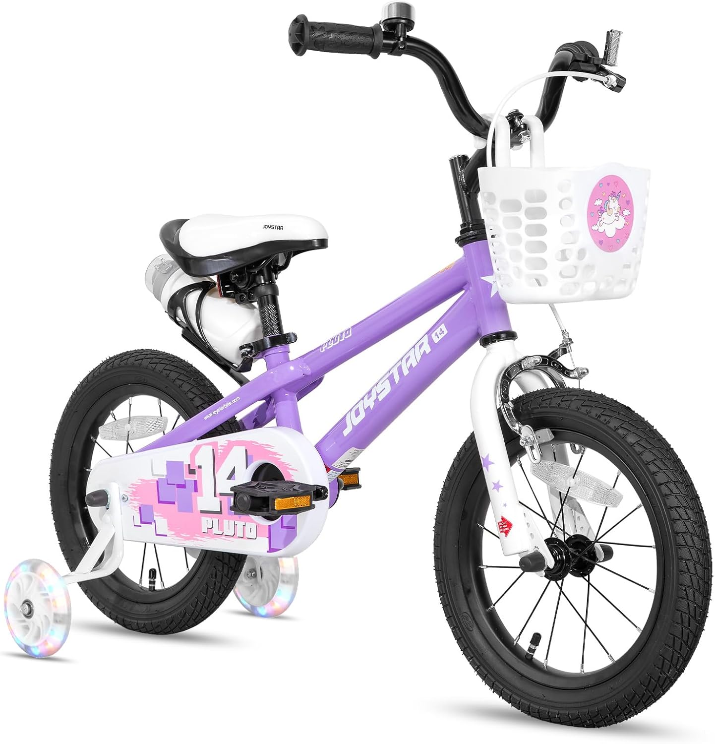 🌲Christmas Sale🎅 JOYSTAR Pluto 12 14 16 18 20 Inch Kids Bike with Light Up Training Wheels, Kids' Bicycle for Boys Girls Age 3-12 Years