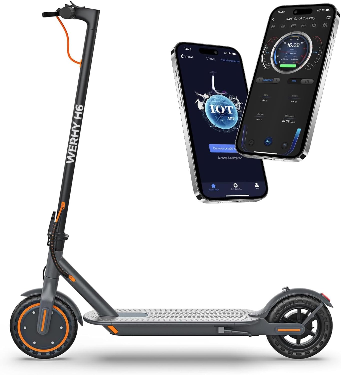 🔥[Today's limited time offer! ]WERHY Electric Scooter, 350W/500W Motor, Top Speed 19/22 mph, Max 16/23/28Miles Ranges, Foldable E Scooter for Adults