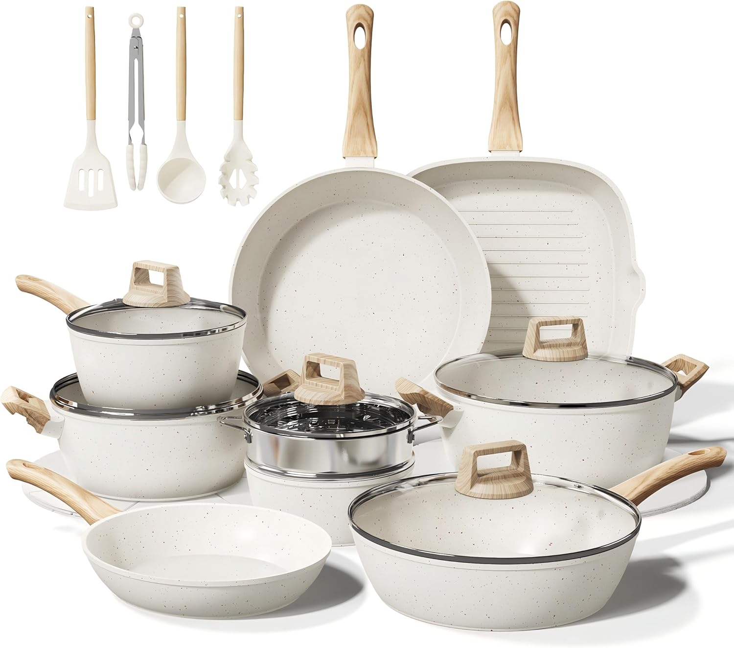 🔥24-piece pot set, non-stick ceramic cookware set🔥