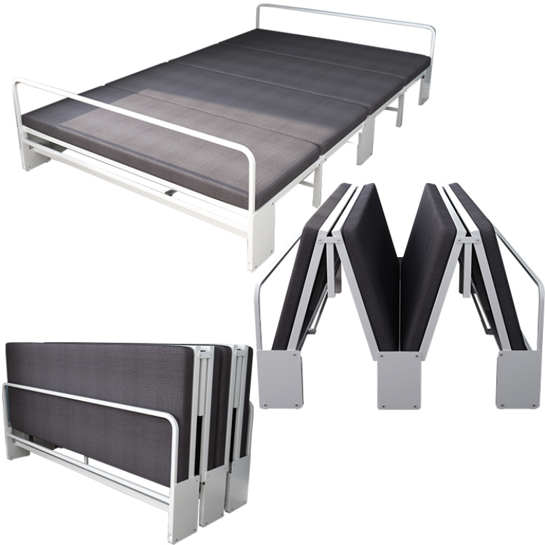 (Special price)Bed with Mattress Multifunctional Portable Bed Gas Spring Bar Silent Heavy Duty Folding Bed