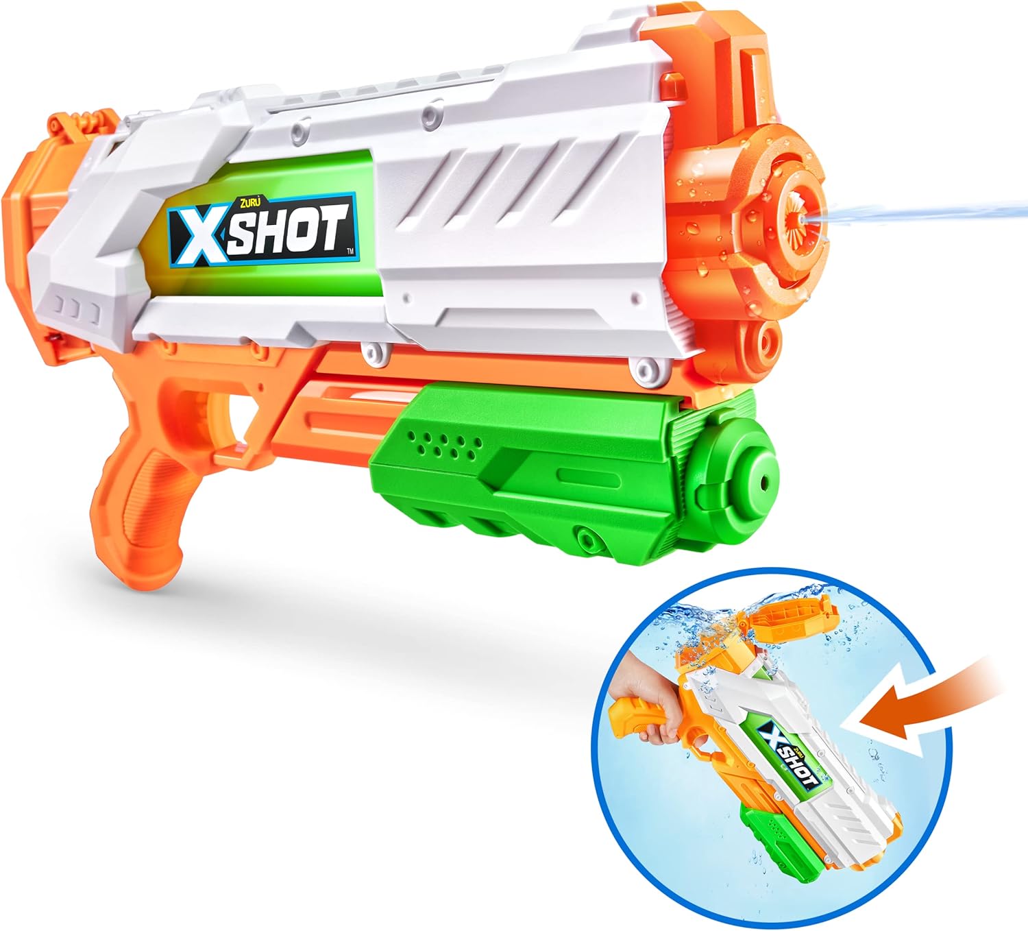 XSHOT Fast-Fill Medium Water Blaster by ZURU, Watergun for Summer, XSHOT Water Toys, Squirt Gun Soaker (Fills with Water in just 1 Second!) Big Water Toy for Children, Boys, Teen, Men (Medium)