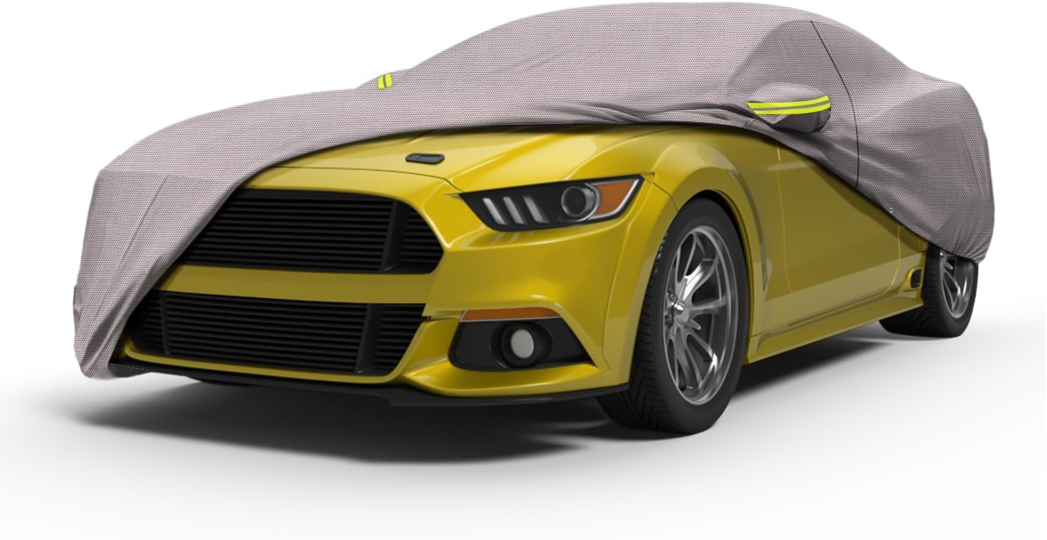 Seal Skin Covers Waterproof Car Cover for Sedan, All Weather UV Protection, Windproof Straps, Dustproof, Soft Cotton Lining, Outdoor Automobile Cover with Mirror Pockets(177 L X 59 H)