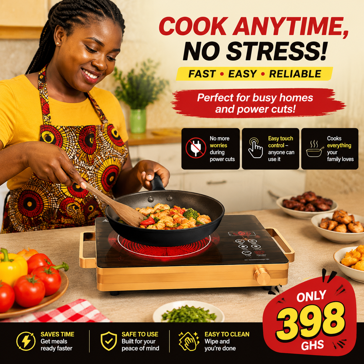Ceramic Cooker – High Power Electric Hot Plate with Touch Control