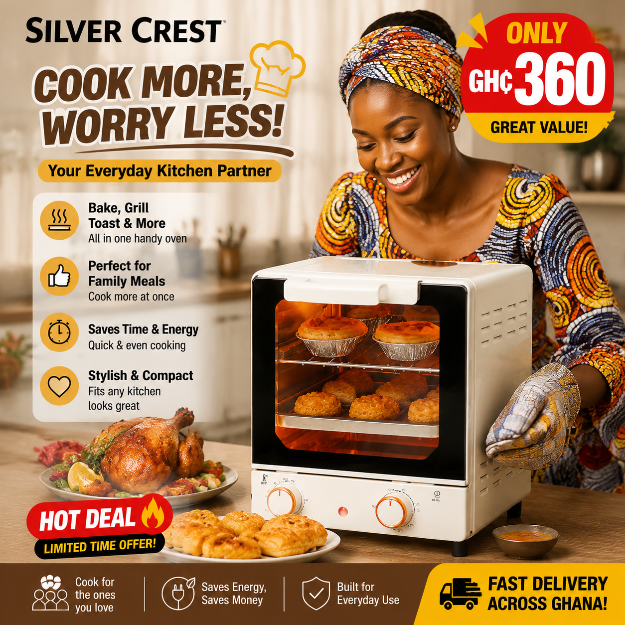 15L 3 Layer Vertical Silver Crest Mini Oven - Rose Gold