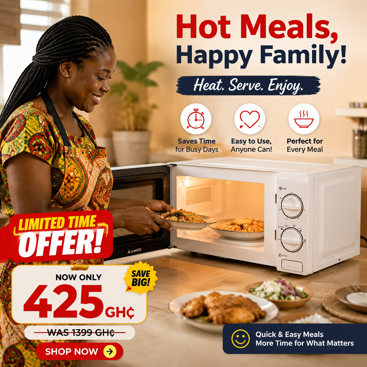 AMVO WO-2001 20L Electric Microwave Oven - White - 700W (1YR WRTY)