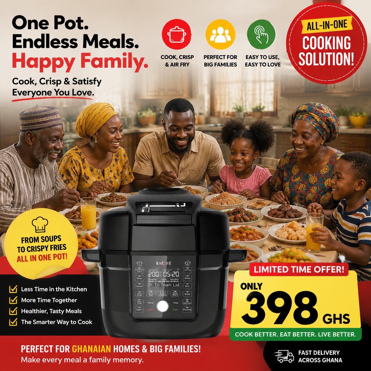Instant Pot Duo Crisp Digital Multi-Cooker + Air Fryer - 1500W