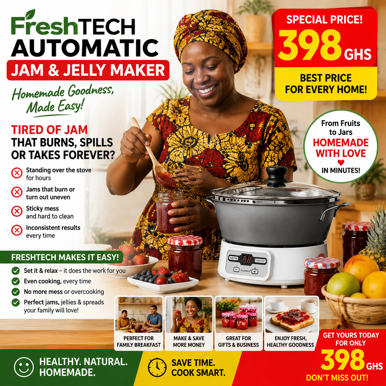 FreshTECH Automatic Jam & Jelly Maker - 1000W