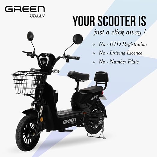 Green Udaan Low Speed Electric Scooter Non RTO 30KM Range with Portable Charger