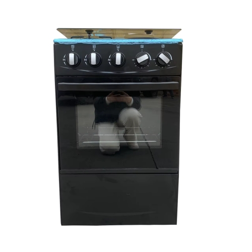 【Free 12KG Gas Cylinder】2 Gas + 2 Electric Burner Cooking Range with Built-in Oven Freestanding Stove with Control Knobs and Tempered Glass Backsplash