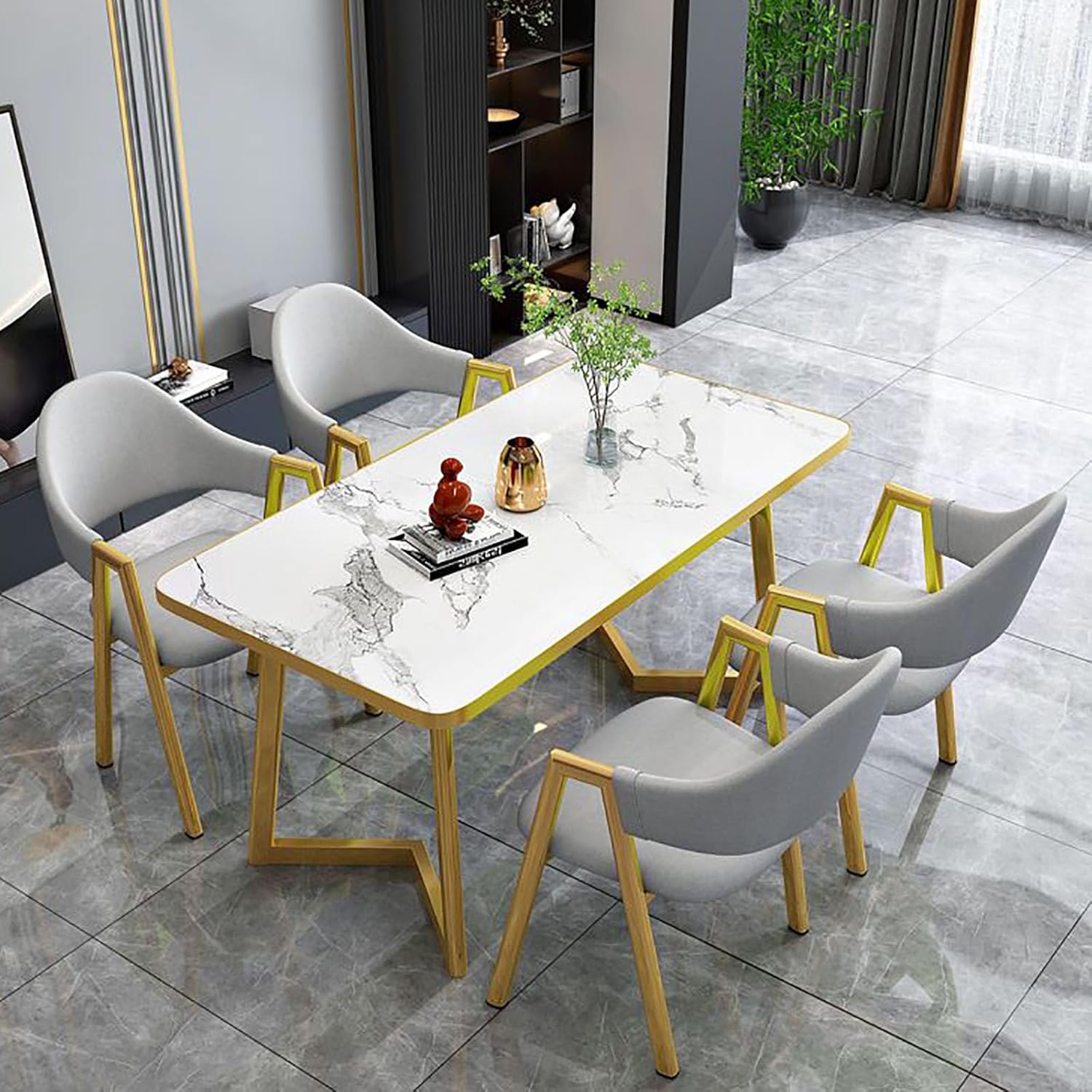 Modern Nordic-style 4-person kitchen table, paired with 4 chairs