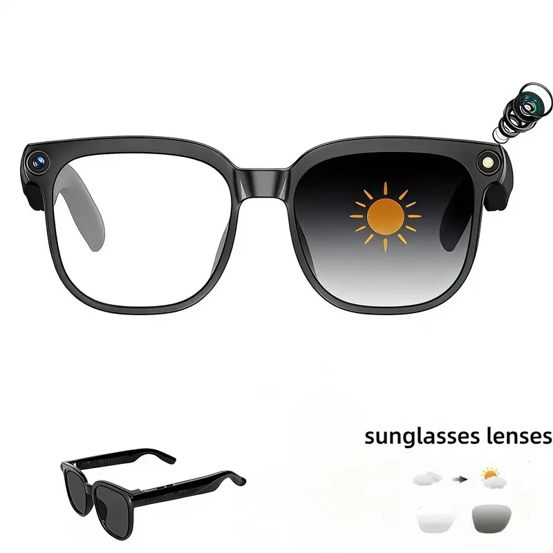 2026 New Model Smart AI Camera Glasses with 8MP Photochromic Lenses ,Button Touch Adjustment for Travel Outdoor Adventures Hands-Free Photography