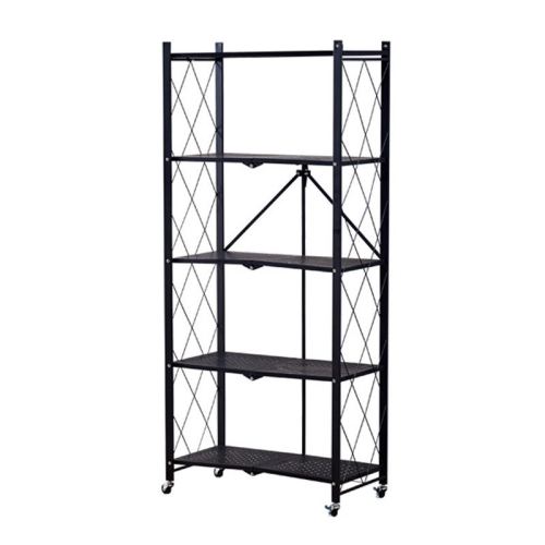 🔥【Buy One Get One Free】5-Tier Foldable Storage Shelf Unit on Wheels (No Assembly) with 3 Hooks