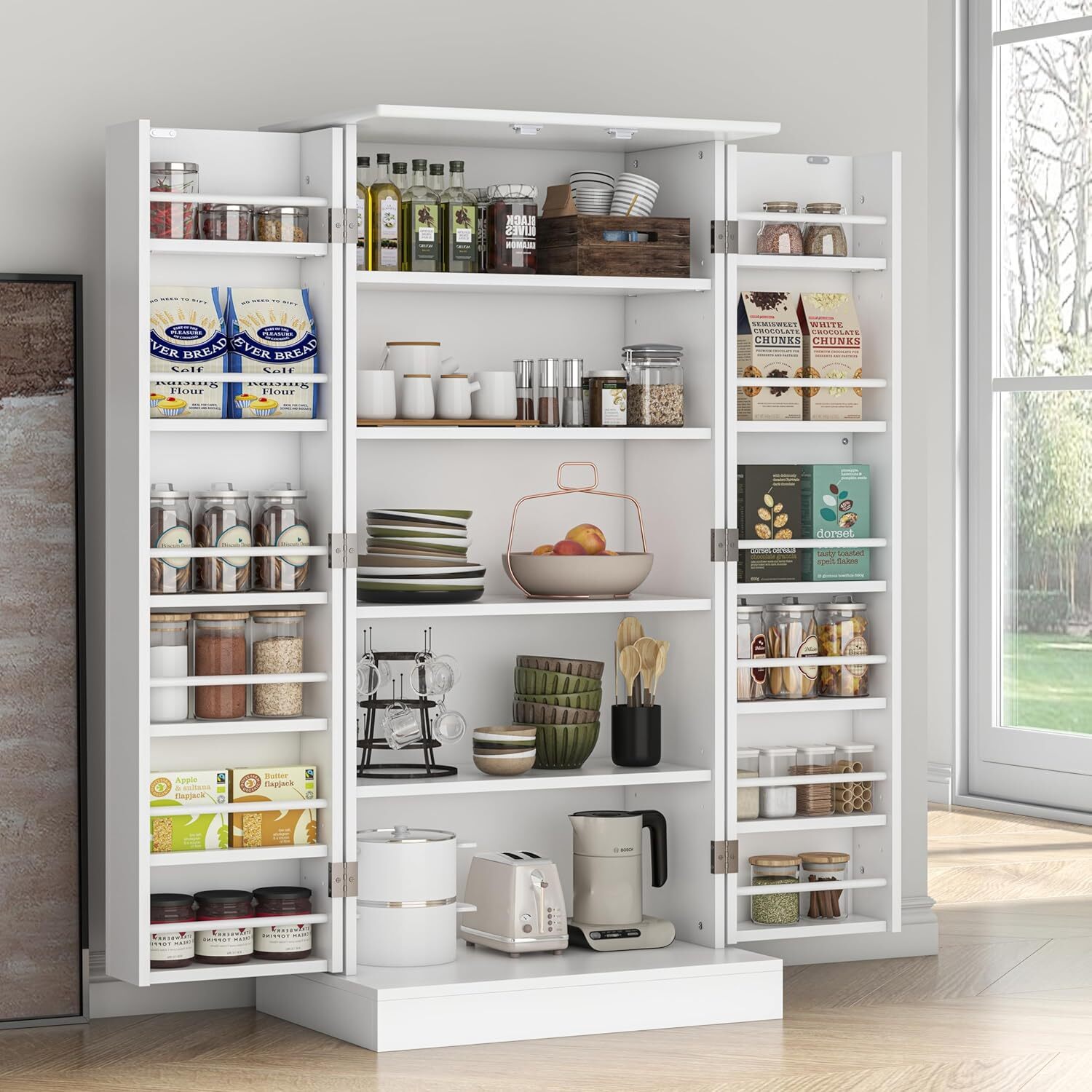 🔥HOT SALE🔥 47” Kitchen Pantry Cabinet with LED