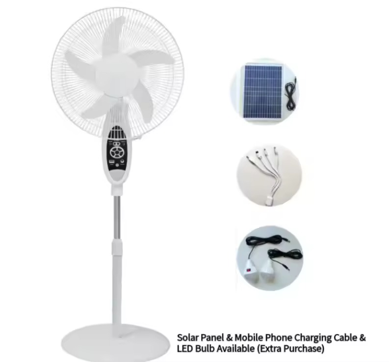 High Quality Electric Rechargeable Stand Fan 16 Inches Solar Powered Fans Solar Fan With Panel and Battery