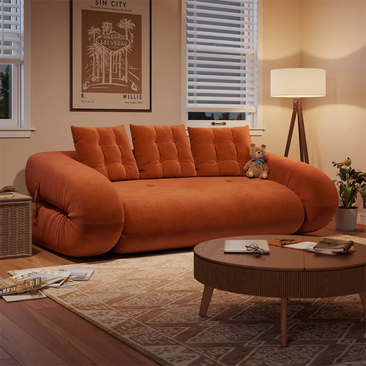 Velvet Folding Multipurpose Upholstered Sofa Bed