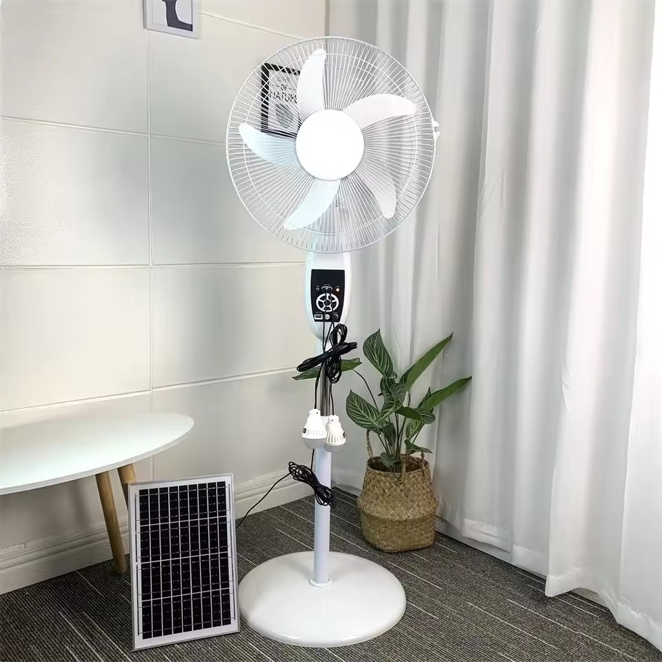 High Quality Electric Rechargeable Stand Fan 16 Inches Solar Powered Fans Solar Fan With Panel and Battery