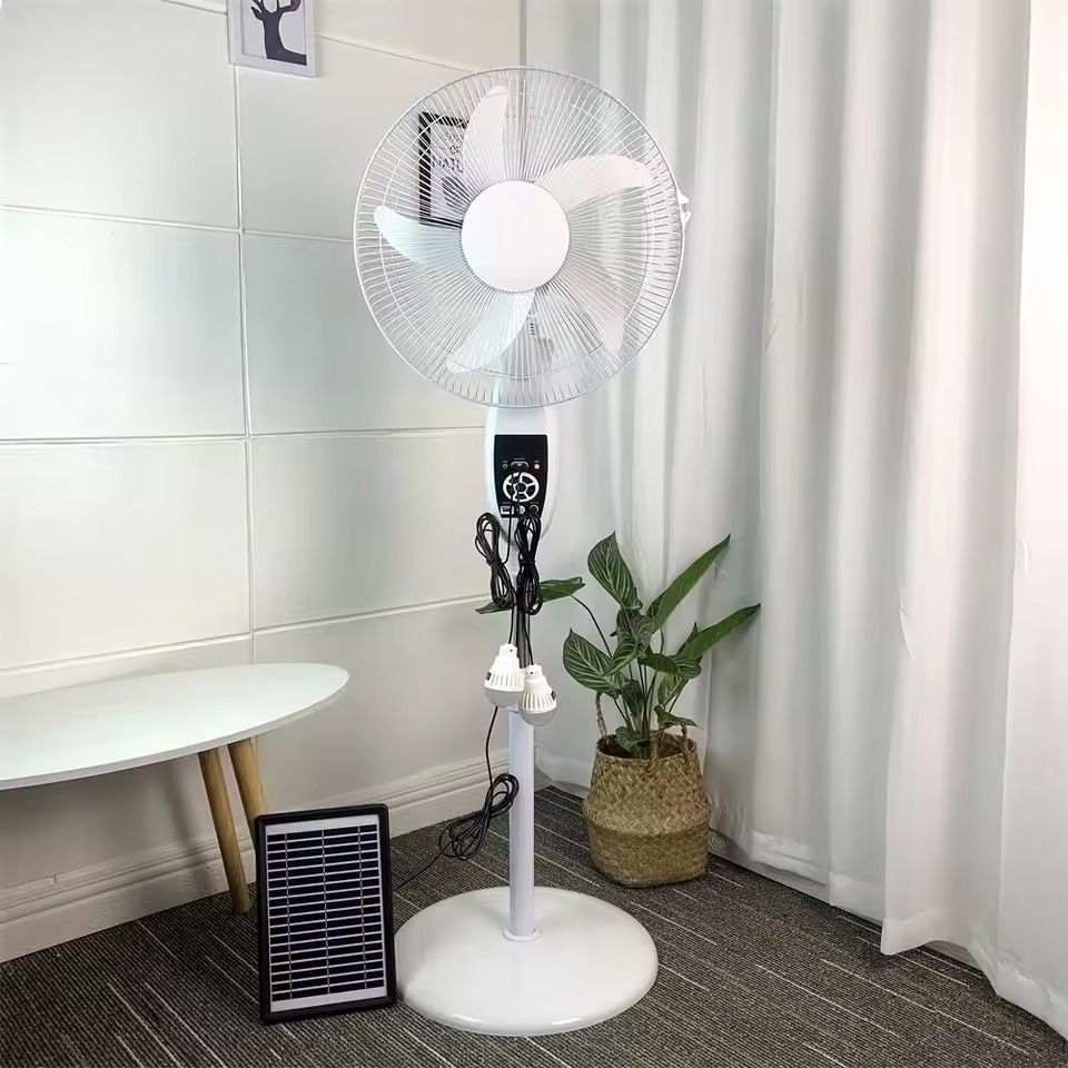 High Quality Electric Rechargeable Stand Fan 16 Inches Solar Powered Fans Solar Fan With Panel and Battery