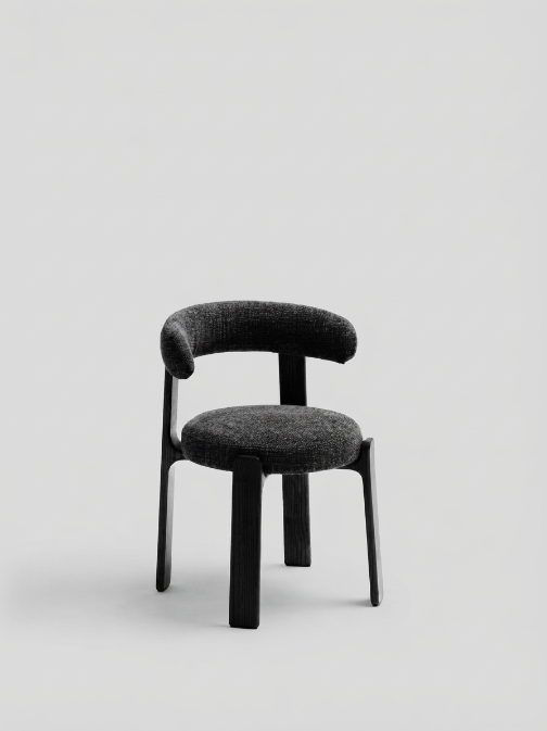 Granite chair in green chenille and with solid ash wood in a walnut finish FSC 100%
